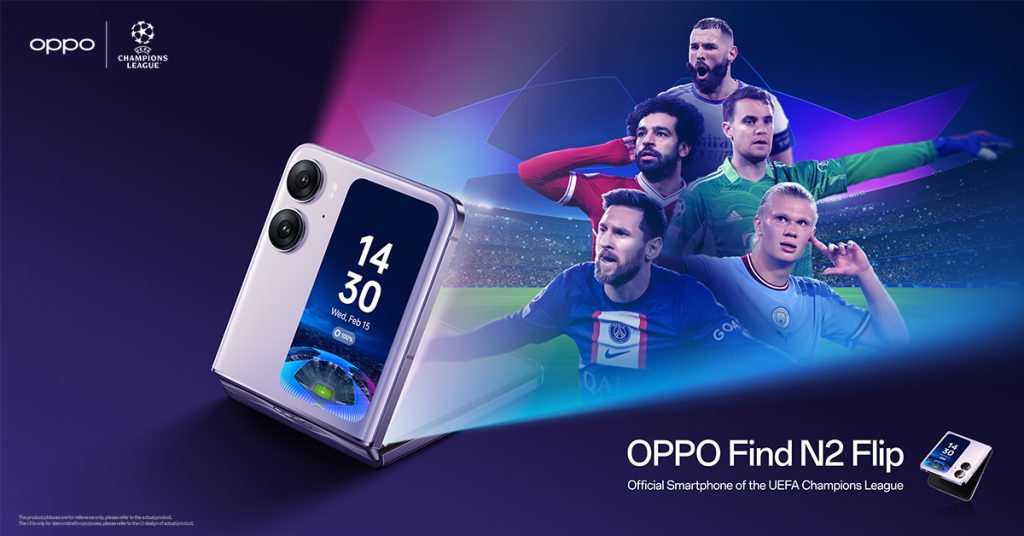 OPPO Find N2 Flip เตรียมเปิดตัวเป็นสมาร์ตโฟนสนับสนุน UEFA Champions League อย่างเป็นทางการวันที่ 15 กุมภาพันธ์ นี้